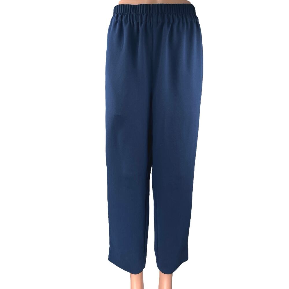 NEW Madewell Women's Blue Elastic Waist Straight Wide Leg Trousers Pants Size XS